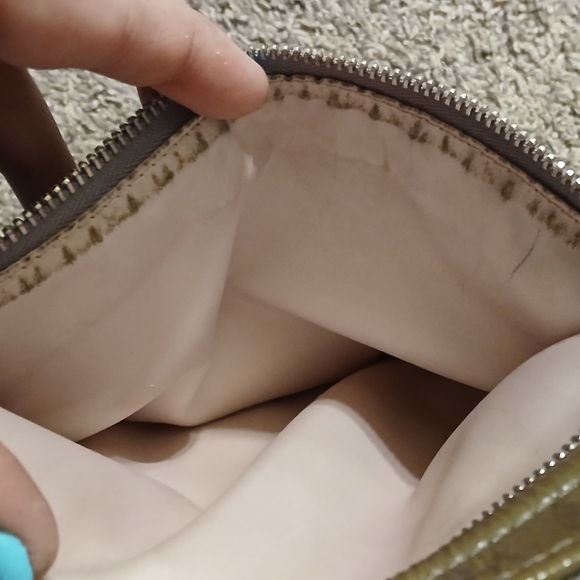 Coach Ashley Signature Hobo Bag Gray Satin Jacquard Patent Leather Trim - Picture 9 of 13